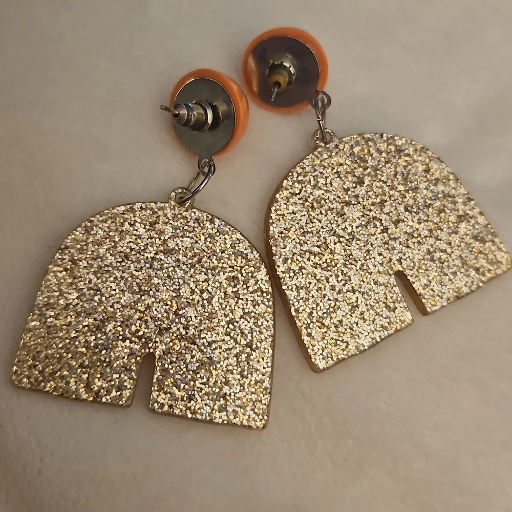 Vintage 1980s Colorful Acrylic Glitter Rainbow Festival Dangle Post Earrings